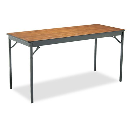 BARRICKS Rectangle Folding Table, 60" W, 24" L, 30" H, Walnut/Black Top, Laminate CL2460-WA